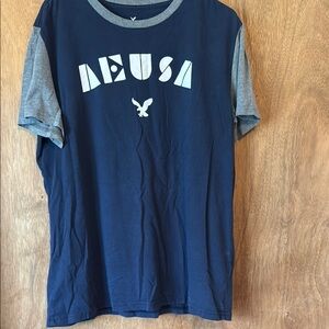 American Eagle Outfitters Navy and Gray Short Sleeve Tee